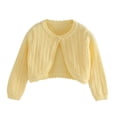 thumbnail image 2 of hengsof Girls Hollowed-Out Open Front Bolero Shrug Kids Solid Color Long Sleeve Cropped Elegant Cardigan Knit Sweater, 2 of 5