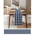thumbnail image 3 of ERUNPONLY Navy Blue Check Table Runner - 36 Inch Long Farmhouse Buffalo Plaid Blue Cotton and Linen Blended Dress Scarves Farmhouse Table Runner for Kitchen Dining, Coffee Table, 13" x 36", 3 of 8