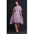 thumbnail image 2 of Bimba Butterfly Printed Womens Ruffle Front Cold Shoulder Swing Shift Dress-Large, 2 of 6