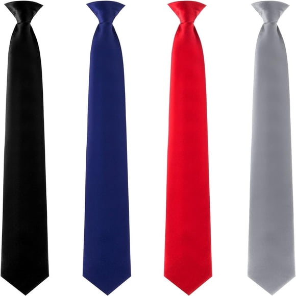 QUTETN 4 Pcs Men‘s Clip-on Ties Solid Color Men‘s Tie Pre Tied Clip on Ties for Men Men‘s Clip on Necktie Men‘s Button Ties