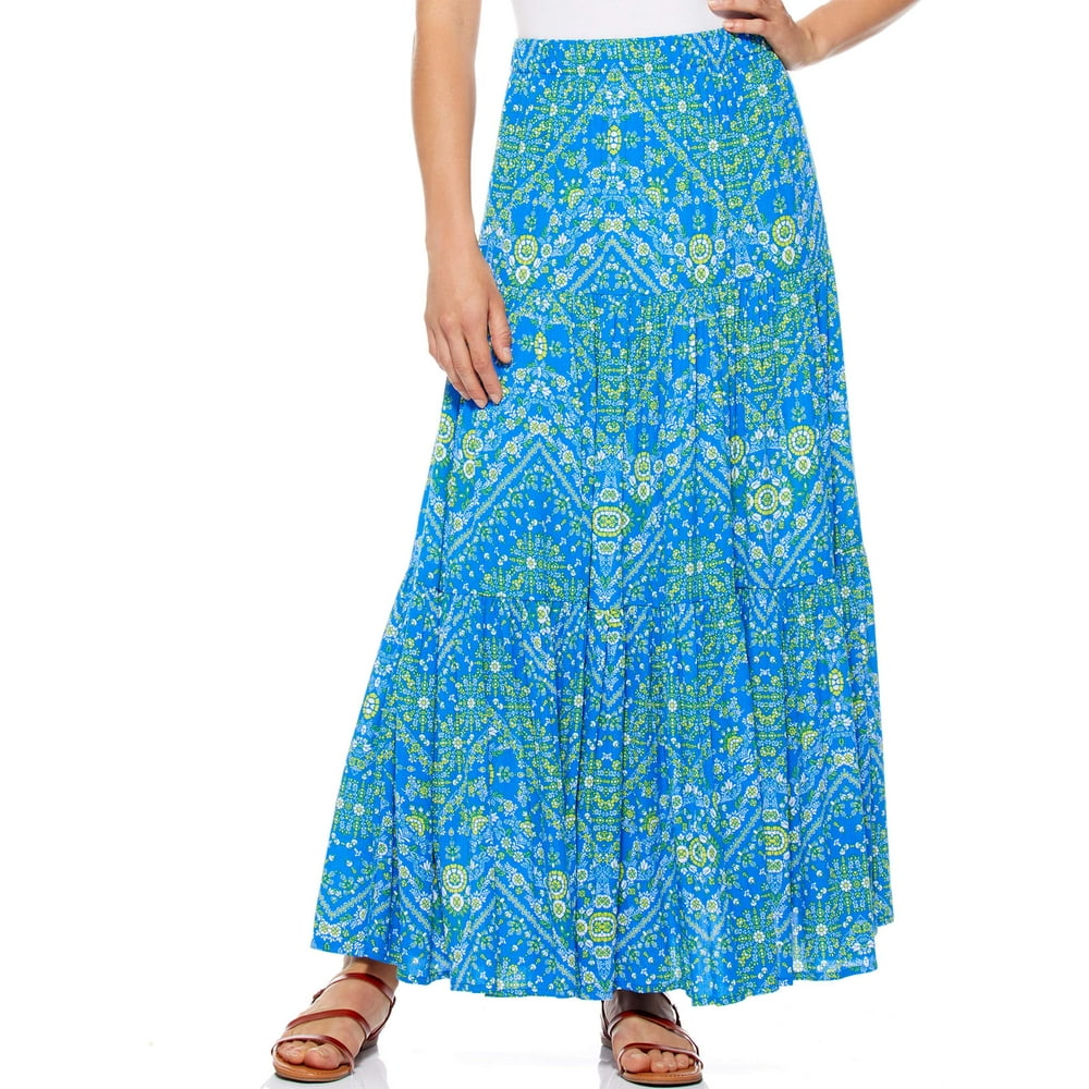 Scoop - Scoop Women's Printed Tiered Maxi Skirt - Walmart.com - Walmart.com