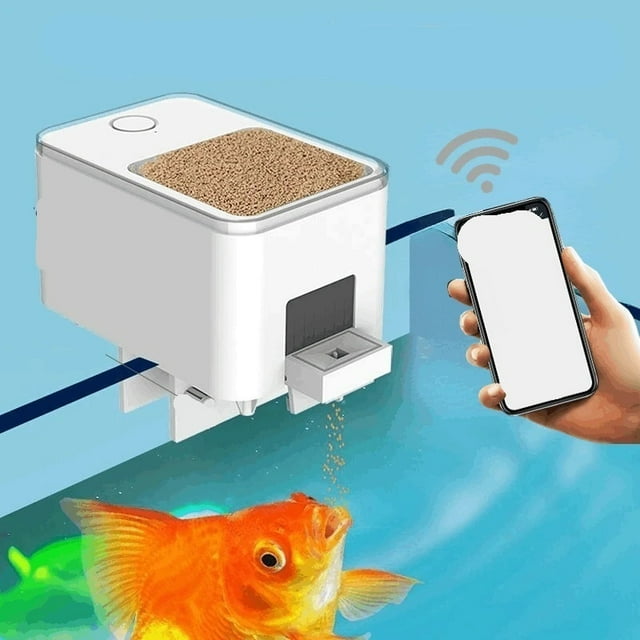 Automatic Aquarium Fish Tank Feeder Timing/Wifi Wireless Smart Phone App Intelligent Speaker ,Easy to Operate