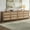 Reclaimed Caramel Oak, variant on SICOTAS 56.85" 6 Drawer Dresser,Rattan Dresser with Storage,Boho Dressers & Chests of Drawers Wooden Tall  Dresser for Bedroom