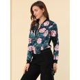 thumbnail image 4 of Dde San Patricio ChaqueDe Bombardero Floral LigeCon CremalleY Cuello Alto PaMujer Verde azulado XL, 4 of 6