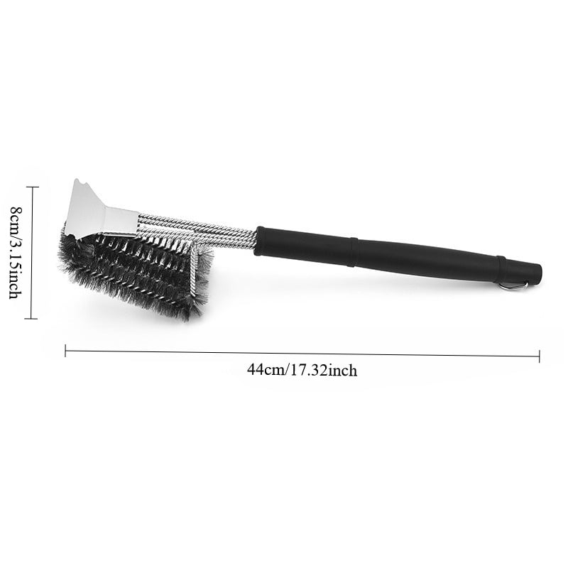 Grill Brush and Scraper, Extra Strong BBQ Cleaner Accessories, Safe Wire Bristles Barbecue Triple Scrubbers Cleaning Brush for Gas/Charcoal Grilling Grates