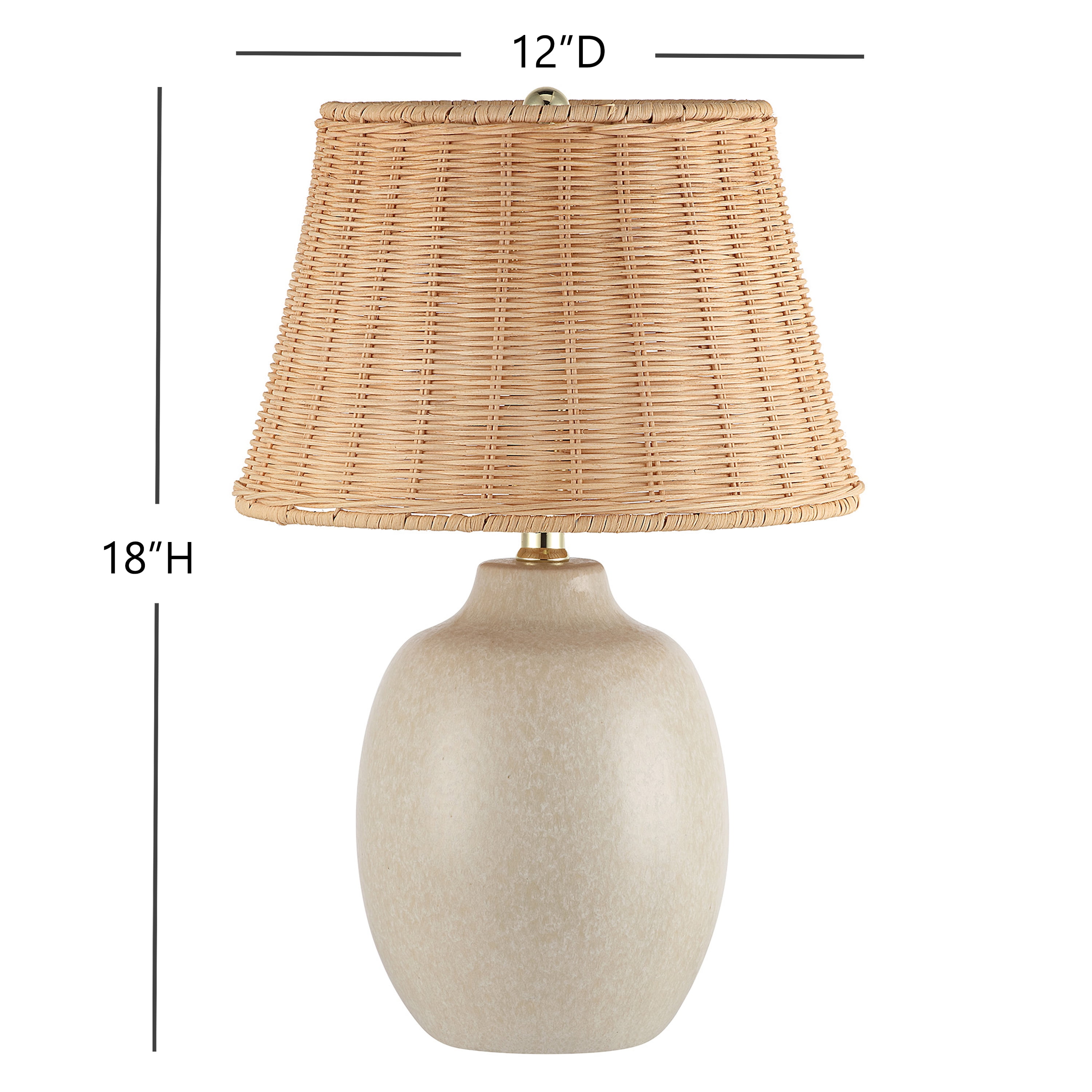 Better Homes & Gardens Cream Ceramic Table Lamp with Rattan Shade, 18 Inches