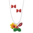 thumbnail image 1 of Delight Jewelry Fimo Clay Sunflower with Ladybug Christmas Kiss Charm Necklace and Stud Earrings, 1 of 4