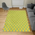 thumbnail image 2 of Checkers Game Turkish Area Rug, Geometric Grid Style Monochrome Squares in Traditional Game Board Design, Soft Carpet for Living Room Decor with Distressed Look, 6.6' X 9.6', Pale Teal, by Ambesonne, 2 of 4