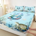 thumbnail image 4 of Erosebridal Watercolor Coral Jellyfish Bed Sheets For Boys,Sea Wildlife Axolotl Ocean Turtle King Sheets For Kids,Initial Letter B Theme 4 Pieces, 4 of 6
