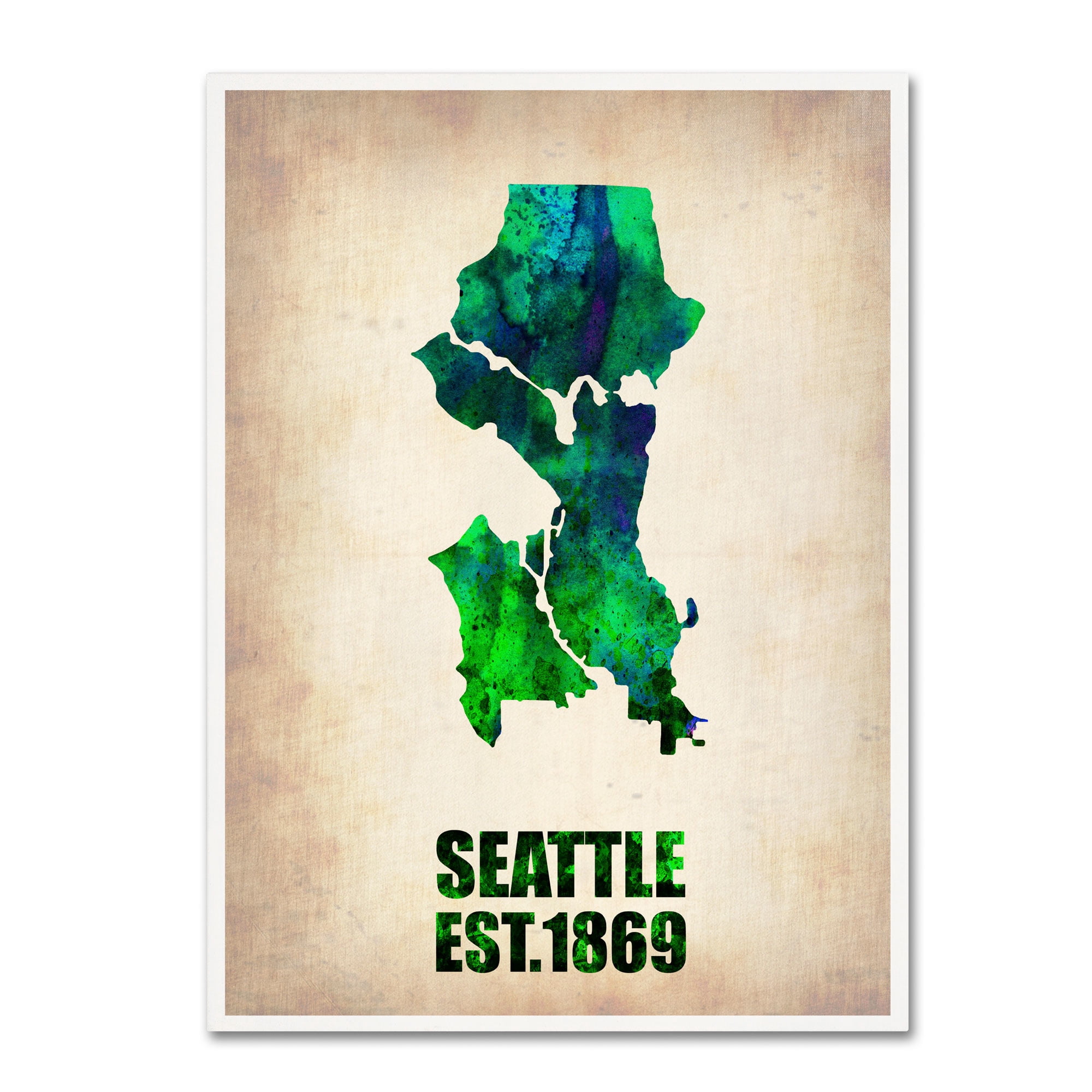 Trademark Fine Art "Seattle Watercolor Map" Canvas Art by Naxart