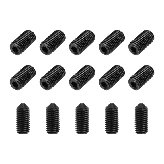 15 Pcs M14x30mm Set Screws, Carbon Steel Cone Point Hex Socket Grub Screw