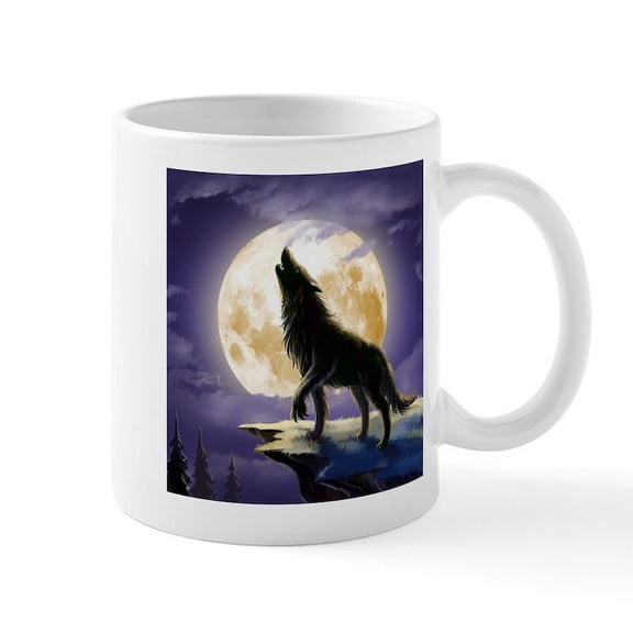 CafePress - Howling Wolf Mugs - 11 oz Ceramic Mug - Novelty Coffee Tea Cup