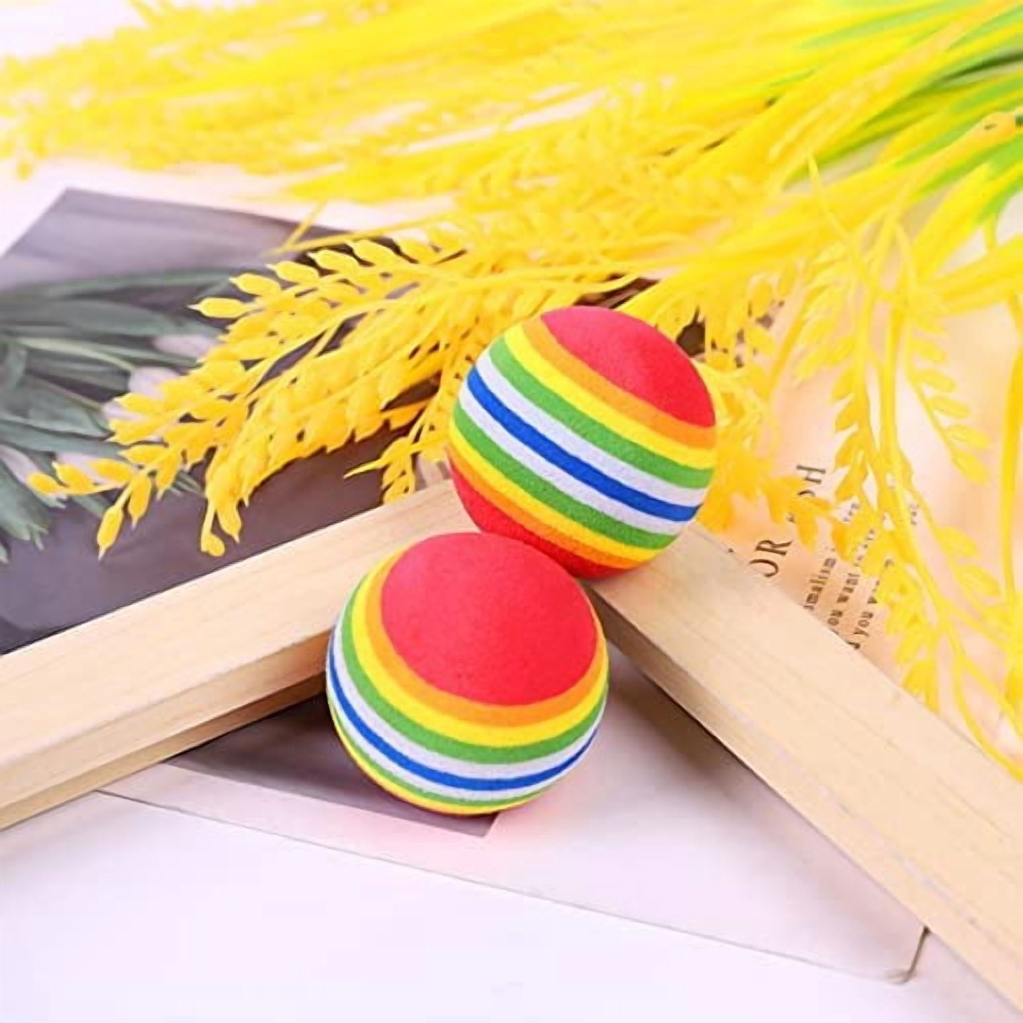 50pcs 1.38" Cat Toy Balls Interactive for Indoor Cats Red Rainbow Soft EVA Foam Kittens Favorite Toys 35mm Dia. Small Dogs Puppies Toy Balls Bulk Activity Chase Quiet Play Sponge Ball
