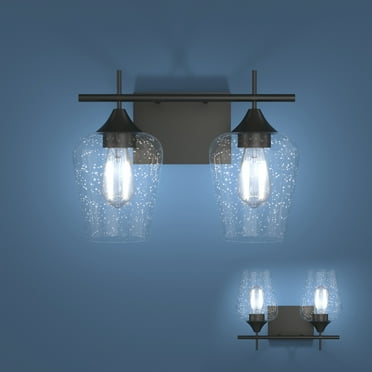 Costway 2-Light Wall Sconce Modern Bathroom Vanity Light Fixtures with Clear Glass Shade