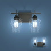 Costway 2-Light Wall Sconce Modern Bathroom Vanity Light Fixtures with Clear Glass Shade