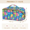 thumbnail image 4 of FORMRS Makeup Bag Travel Cosmetic Organizer for Women Fold Flat Zipper Pouch with Handle, Colorful Geometric Pattern, 4 of 8