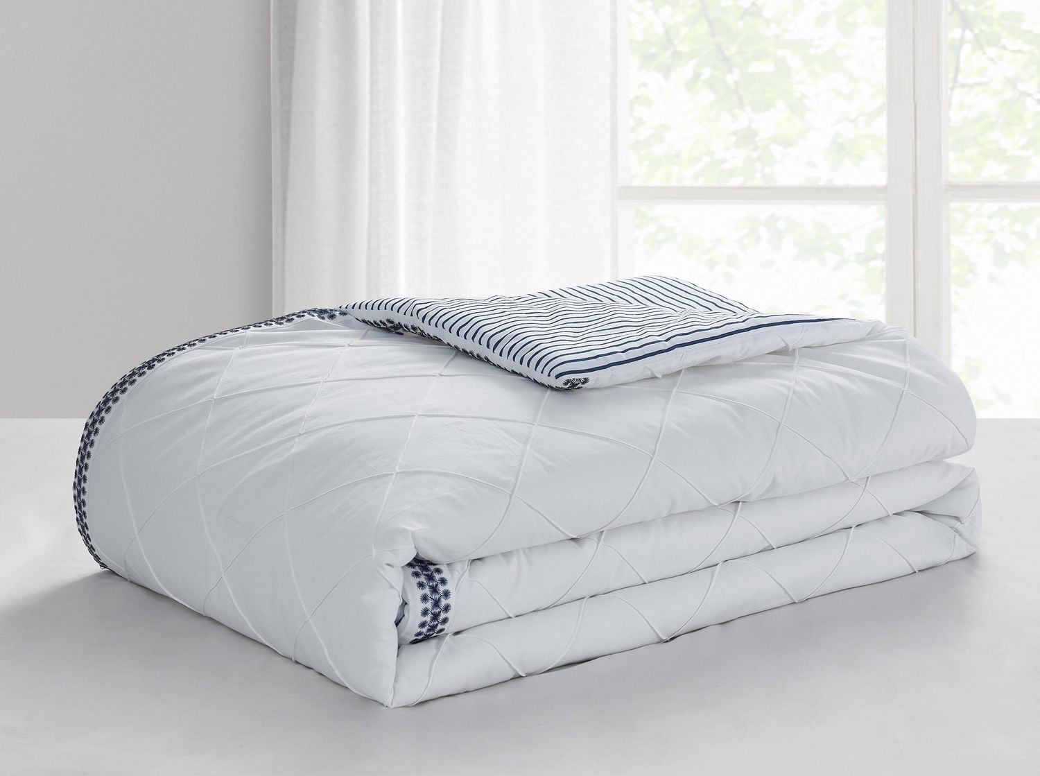 Beco Home Pintuck White 3 Piece Cotton Comforter Set