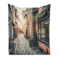 thumbnail image 1 of Europe Soft Flannel Fleece Blanket, Picture of an Old Town at Sunset with Retro Vintage Effect Nostalgia Touristic City, Cozy Plush for Indoor and Outdoor Use, 50" x 70", Multicolor, by Ambesonne, 1 of 6