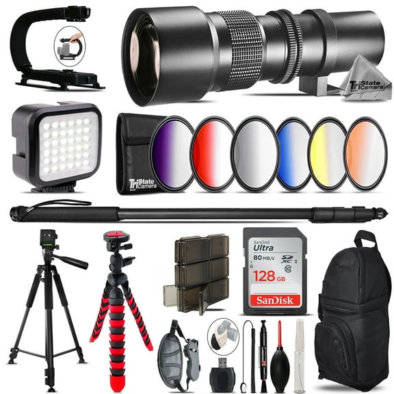 500mm Telephoto Lens for Nikon D3300 D3400 - Video Kit   Backpack   128GB