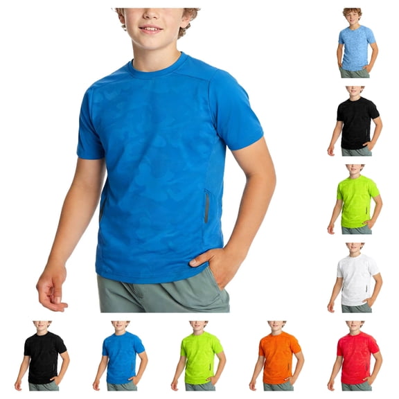 HAOTAGS Boys Girls T - Shirts,Breathable Comfortable Quick-Dry School Summer Tees Light Blue 11-12T