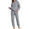 thumbnail image 6 of Elvqul Loose Fit Printed Design Long Sleeve Crew Neck Flannel Fleece Long Pants Side Pockets Pajama with Embroidered Detail, 6 of 8