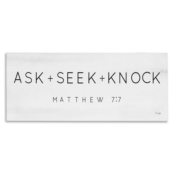 Stupell Industries Ask Seek Knock Minimal Religious Scripture Verse Graphic Art Gallery Wrapped Canvas Print Wall Art, Design by Jaxn Blvd.