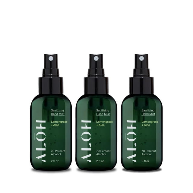 Spray desinfectante para manos ALOH con 70% de alcohol, 60 ml, paquete de 3 limoncillo