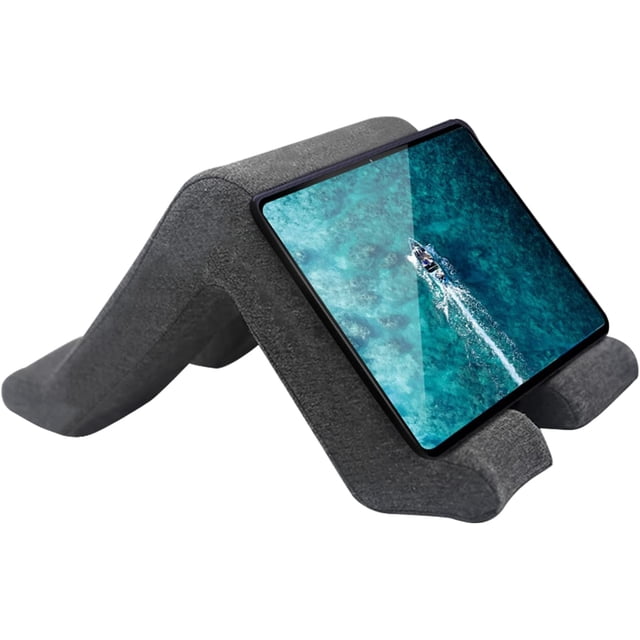 Soporte de almohada para tablet, soporte de rodilla para teléfono multiángulo, soporte de lectura universal para iPad, tablet, lector electrónico, smarhone, libros, revistas, etc. (Gris oscuro)