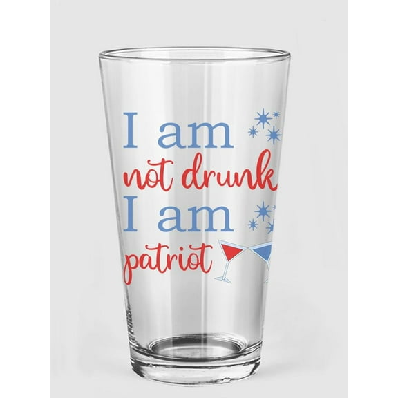 Smartprints I Am Patriot Pint Glass -Image by Shutterstock, 16 oz Transparent Glass