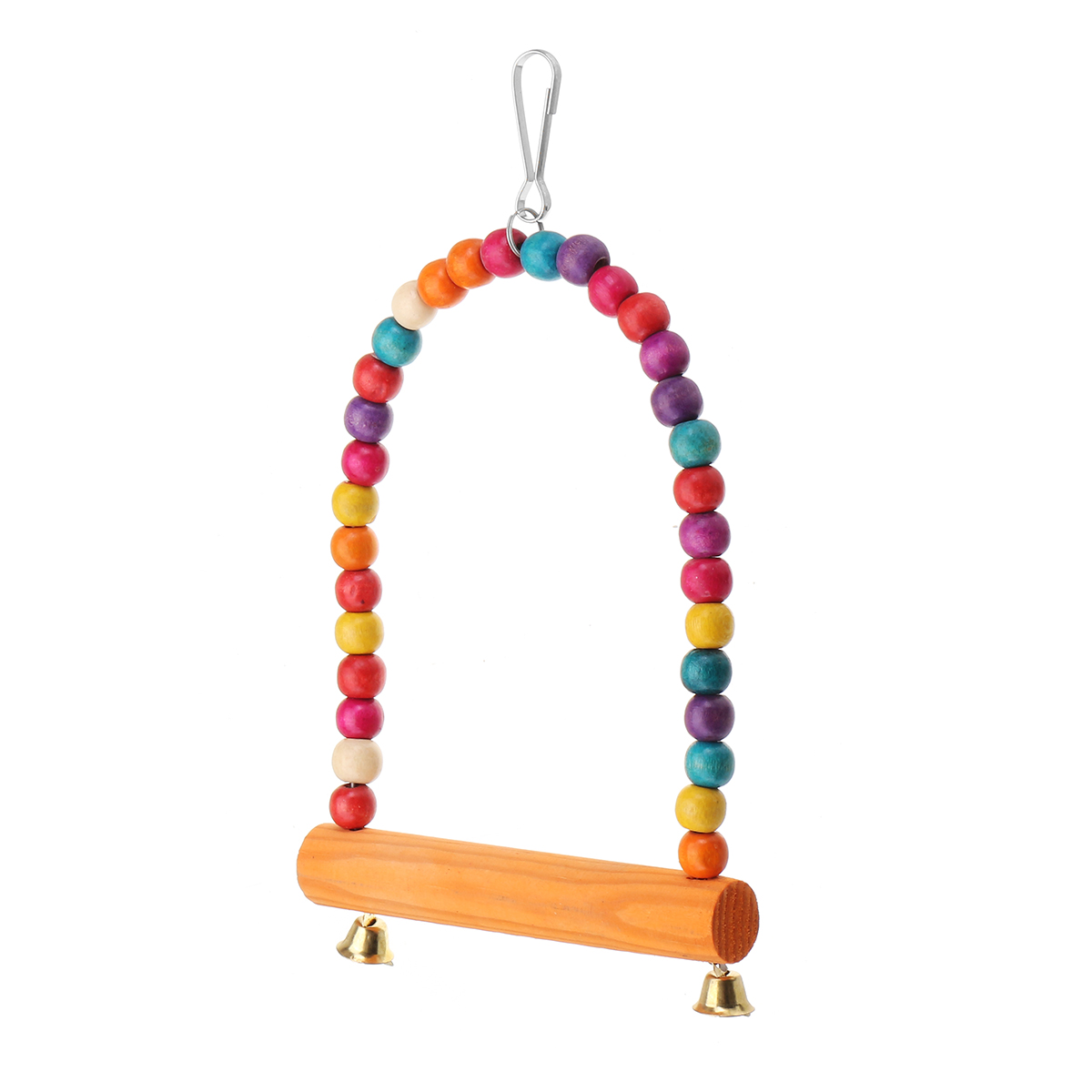 Burlywood/Multicolor Wooden Pet Bird Swing Toys Hanging Cage Stick