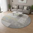 thumbnail image 2 of HomeRoots 674937 8 ft. Gray Gold & Mint Green Geometric Washable Round Area Rug with UV Protection, 2 of 9