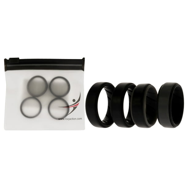 Juego de anillos escalonados de boda BR de silicona - Negro de ROQ para hombre - Anillo de 4 x 7 mm