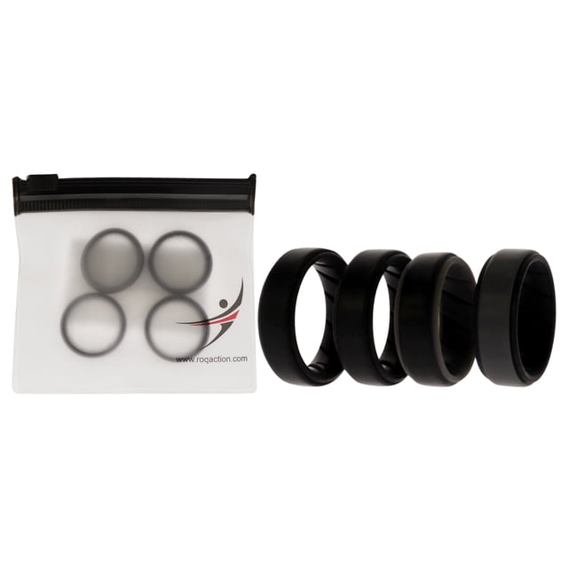 Juego de anillos escalonados de boda BR de silicona - Negro de ROQ para hombre - Anillo de 4 x 7 mm