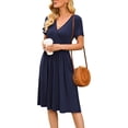 thumbnail image 4 of Women's Summer Sundress Casual Short Sleeve V-Neck Short Party Dress with Pockets, 4 of 5