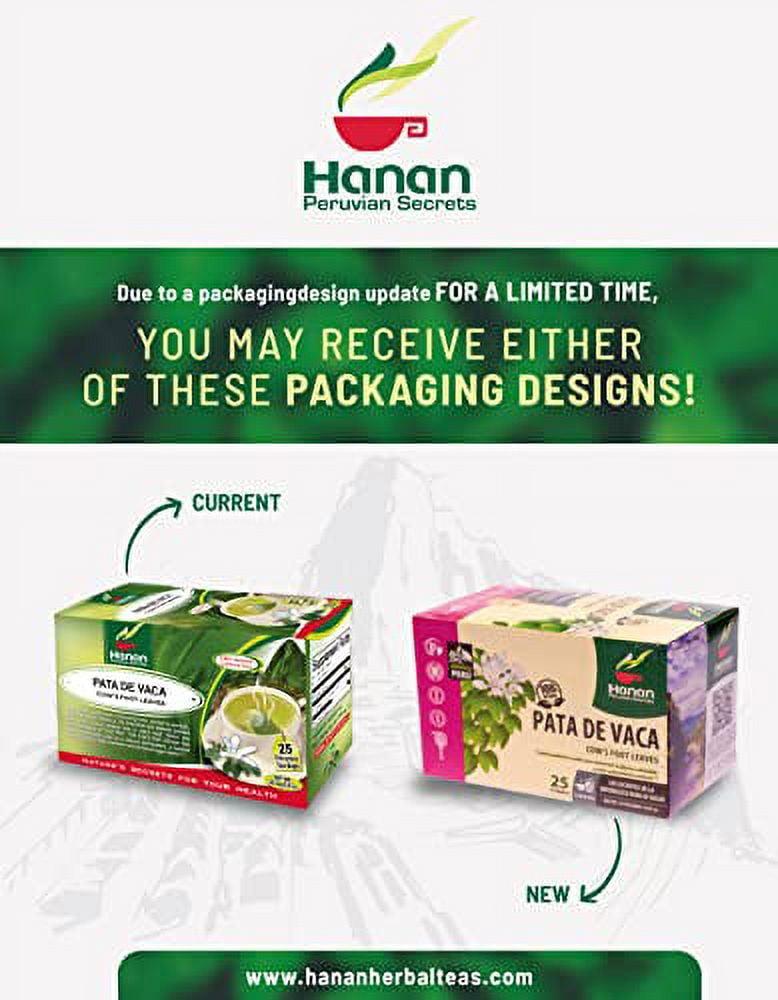 Hanan Peruvian Secrets Pata de Vaca Herbal Tea | 100% Natural Cow’s Foot Leaves |3 Pack of 75 Tea Bags | Natural Powerful Antioxidant, Traditionally use to Support Glucose Level