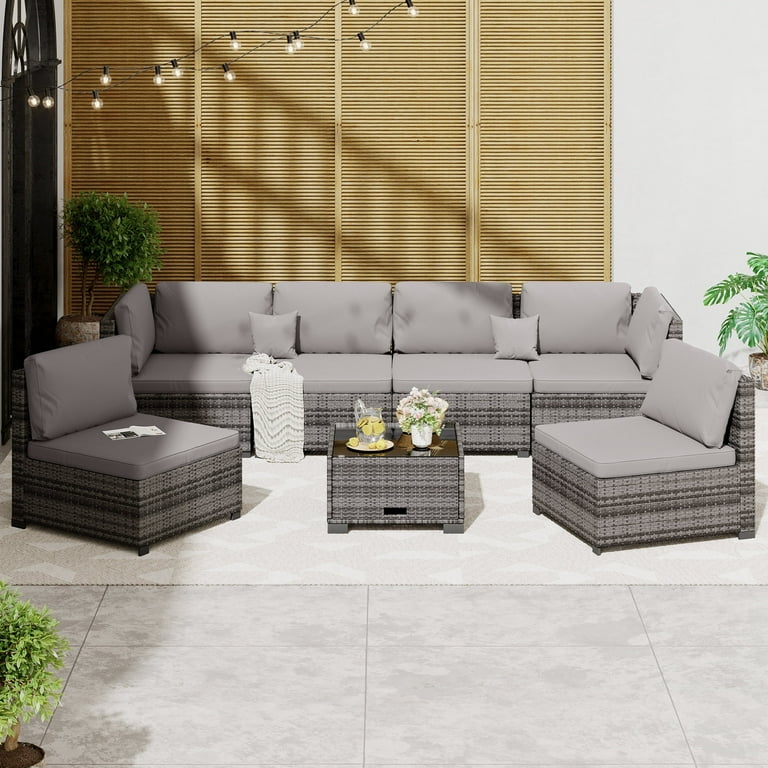 BiFanuo 7 Piece Patio Furniture Set, Outdoor Sectional Sofa