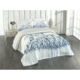 thumbnail image 2 of Ambesonne Teal White Quilted Coverlet 3 Pcs, X-Ray Floral Nature, King Size, Teal White, 2 of 4