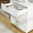 thumbnail image 4 of Commode 5 Tiroirs pour Chambre, 34,5 Pouces Moderne Cannelée avec Rangement, Commode Commode à Tiroirs avec Poignées Dorées pour Chambre, Salon, Garde-Robe, Blanc, 4 of 7