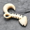 thumbnail image 3 of A Pair of Fish Bone Fossil Crocodile Wood Ear Gauge Taper Hanger, 3 of 3