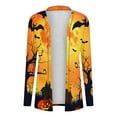 thumbnail image 6 of Hvot&aat Women's Halloween Long Sleeve Cardigan Fall Open Front Cat Pumpkin Cardigan Oversize Medium Length Coat, 6 of 6
