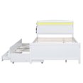 thumbnail image 2 of Newboti Furniture Full Size Platform Bed with Storage LED Headboard, Twin Size Trundle and 3 Drawers, White NO.75018, 2 of 16