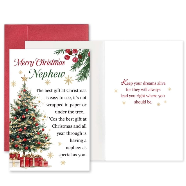 Tarjeta de Navidad con el corazón del sobrino de la tía y el tío con sobre