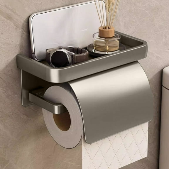 Fmbmuo 2-in-1 Toilet Paper and Soap Holder - Bathroom Organizer with Roll Stopper