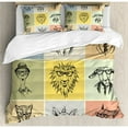 thumbnail image 3 of Modern Duvet Cover Set Twin Size, Hipster Animals Monkey Camel Cat Lion Goat Tiger Business Man Glasses Illustration, Decorative 2 Piece Bedding Set with 1 Pillow Sham, Multicolor, by Ambesonne, 3 of 3