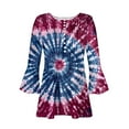 thumbnail image 4 of CYMMPU Blouses for Women Dressy Casual Button V Neck Flare Sleeve 3/4 Sleeve T-Shirts Summer Fashion Shirts Spring Tops Tie Dye Loose Fit Empire Waist A Line T-Shirts L, 4 of 5