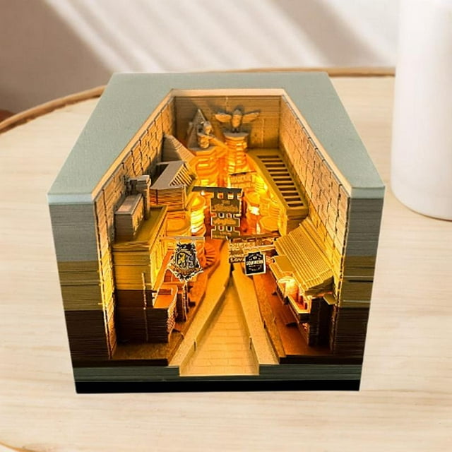 Bloc de notas con calendario de escritorio Diagonal Alley, calendario 3D novedoso para decoración de escritorio, bloc de notas con luz para tienda