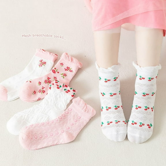 Ougyinr 1-12 Years Toddler Baby Socks Short Socks Thin Socks Kids Socks Cotton Socks Breathable Socks Cartoon Socks for Boys Girls 5 Pack