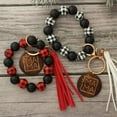 thumbnail image 3 of Silicon Beads Wooden Disc Bracelet Tassel Keychain Wristlet Gift for Her Key Ring, 3 of 10