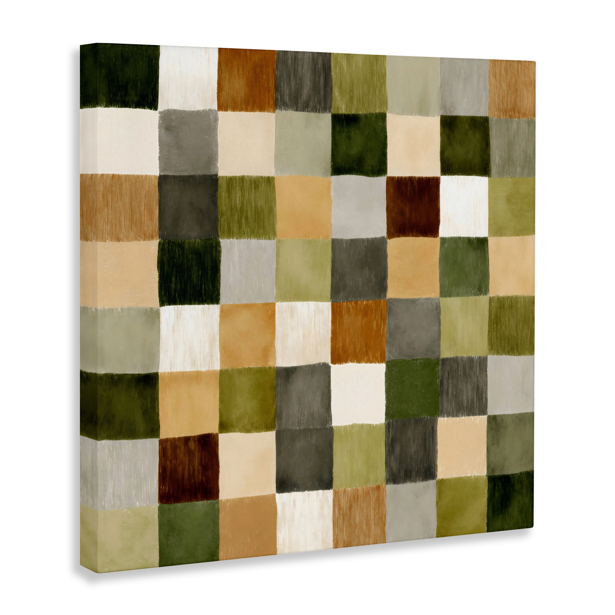Stupell Industries Checkered Earth Tones Canvas Wall Art, design by Petal Prints Design