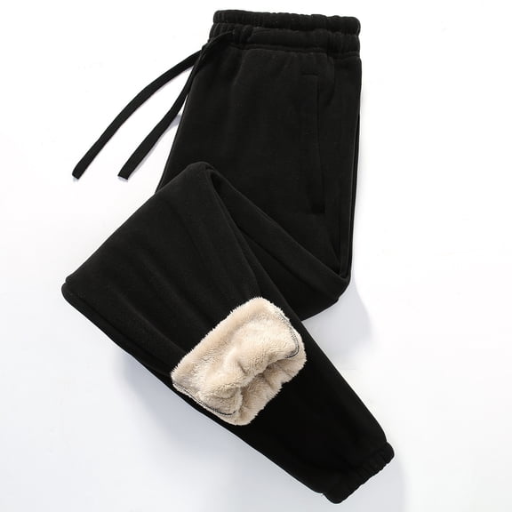 Yusimy Men's Fleece-Lined Thermal Base Layer - Elastic Waist Cuffed Winter Warm Underwear Trousers